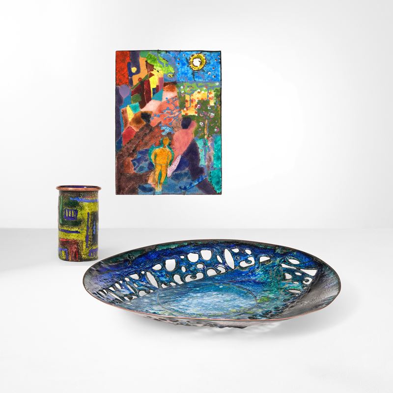 Set di oggetti in metallo smaltato  - Auction 20th-century furniture - Cambi Casa d'Aste