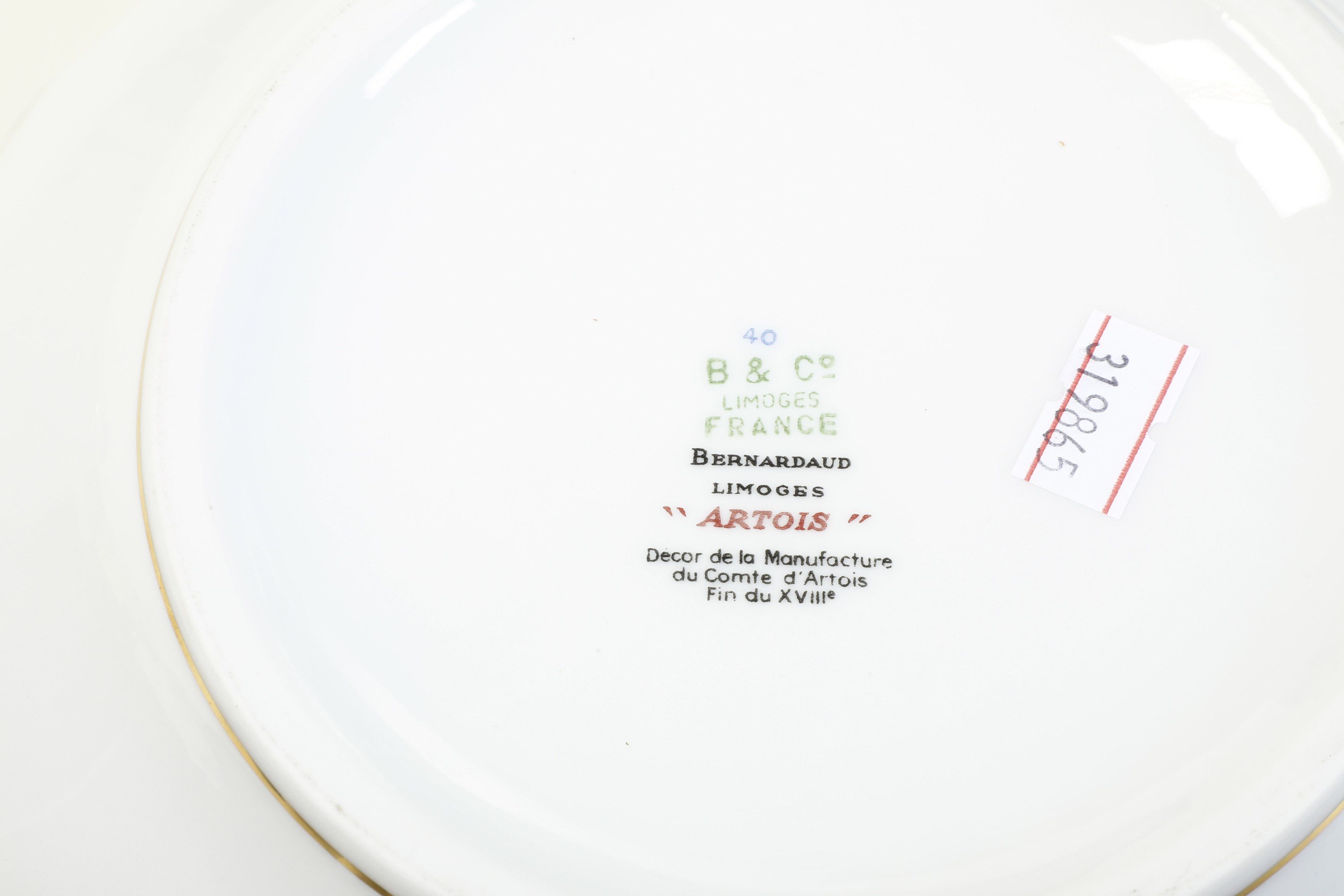Servizio da Tavola “artois Verde"limoges, Manifattura Bernardaud, Seconda Metà del XX Secolo