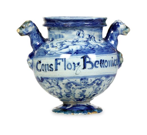 Vaso da elettuari Savona, fabbrica della società Chiodo e Peirano, probabilmente inizio del XVIII secolo 