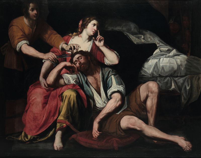 Domenico Fiasella detto il Sarzana : Sansone e Dalila  - olio su tela - Asta Old Masters - Cambi Casa d'Aste