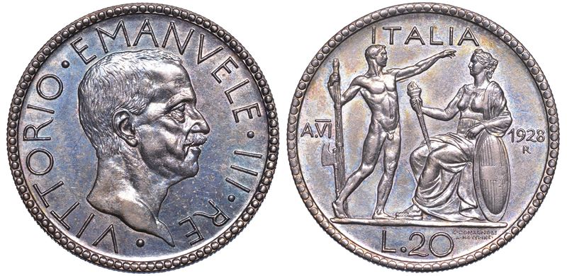 REGNO D’ITALIA. VITTORIO EMANUELE III DI SAVOIA, 1900-1946. 20 Lire 1928/VI. Littore.  - Auction Numismatics - Cambi Casa d'Aste