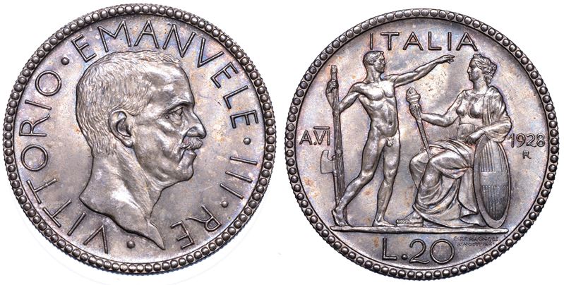 REGNO D’ITALIA. VITTORIO EMANUELE III DI SAVOIA, 1900-1946. 20 Lire 1928/VI. Littore.  - Auction Numismatics - Cambi Casa d'Aste