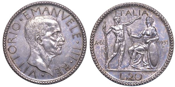 REGNO D’ITALIA. VITTORIO EMANUELE III DI SAVOIA, 1900-1946. 20 lire 1931/IX. Littore. SERIE PER NUMISMATICI.
