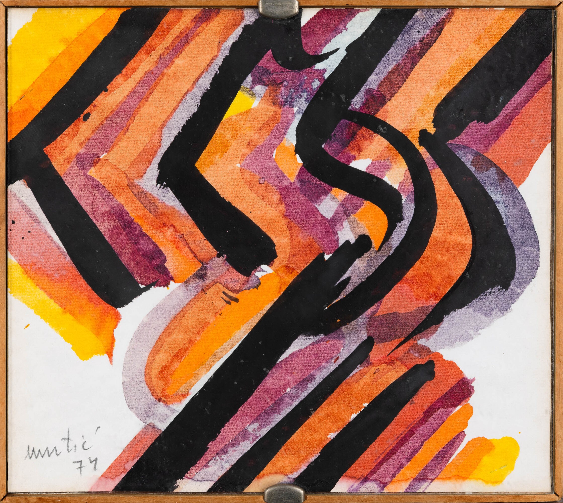 Edo Murtić - Senza titolo - Tecnica mista su carta, 1974