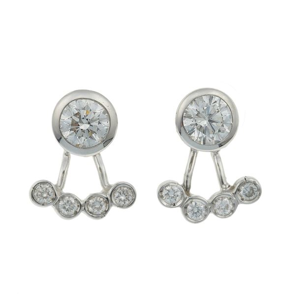 Pair of brilliant-cut diamond earrings