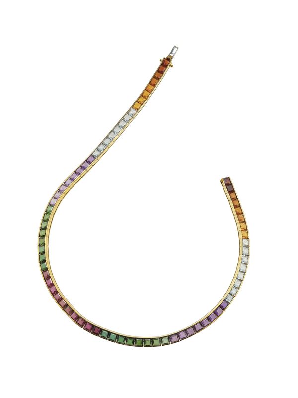 Gem-set and gold necklace