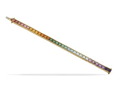 Bracciale con gem-set, montatura in oro giallo e oro bianco 750/1000