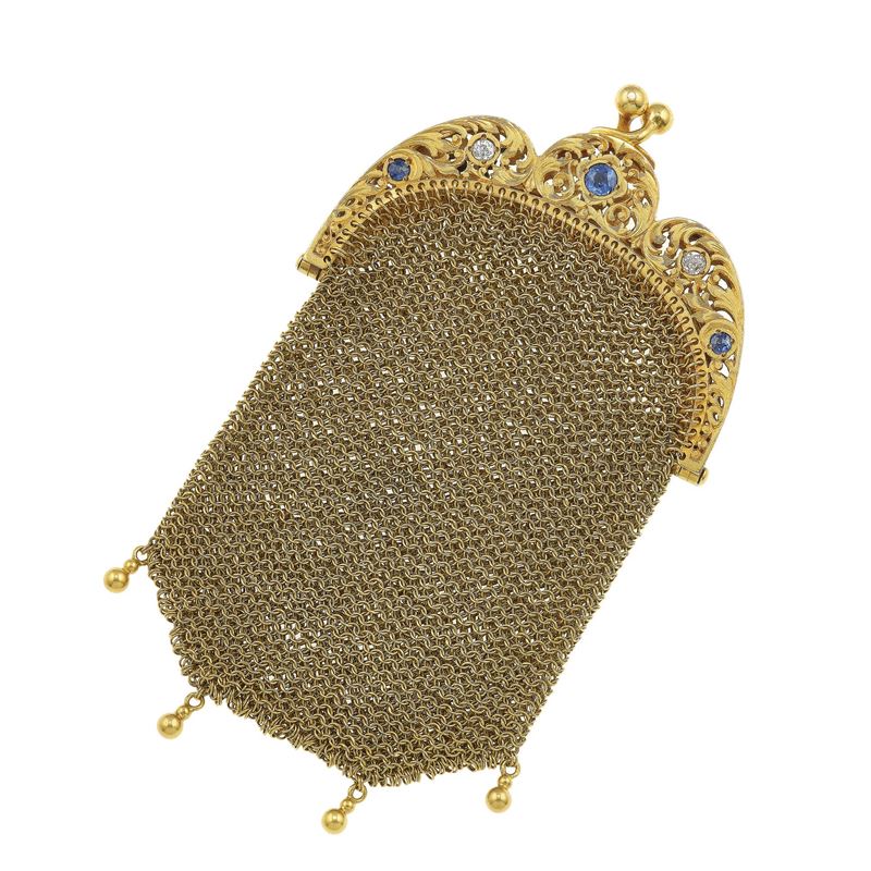 Diamond, sapphire and gold coin purse  - Auction Fine Jewels - Cambi Casa d'Aste