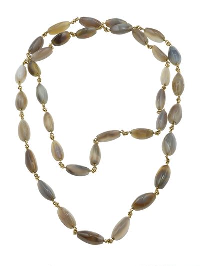 Collana lunga in oro giallo 750/1000 con agata