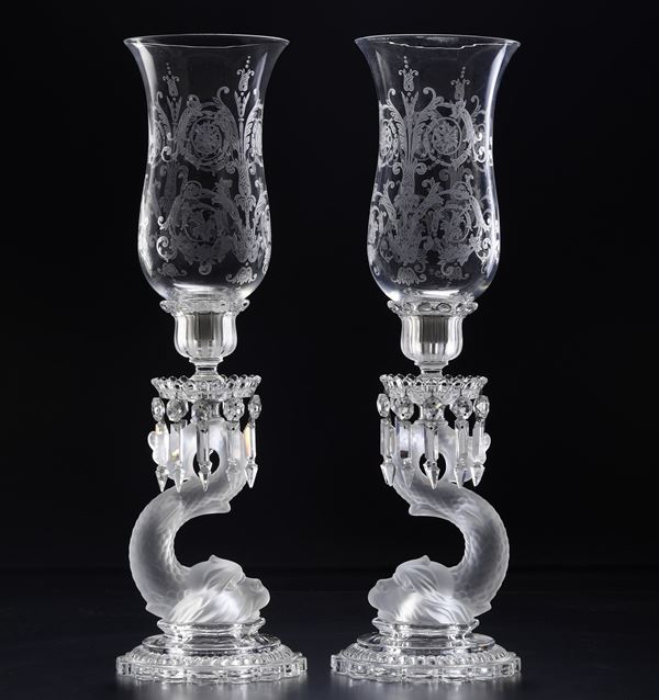 Coppia di candelieri  Francia, Manifattura Baccarat, XX secolo