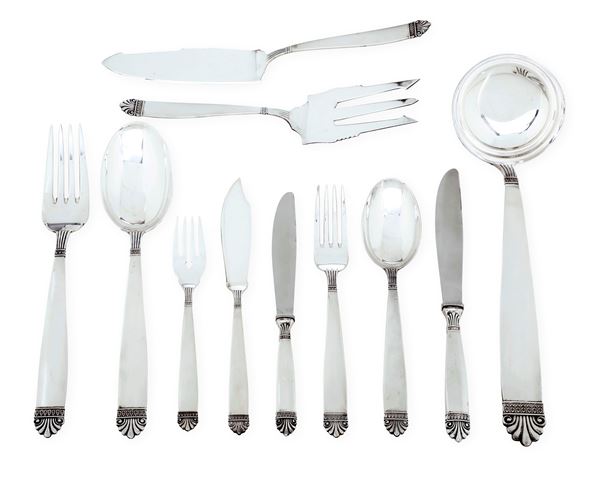 Servizio di posate. Argenteria italiana del XX secolo, argentiere Maria Morini, Bologna