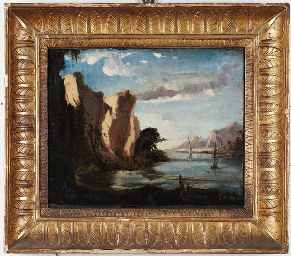 Scuola del XIX secolo Paesaggio lacustre