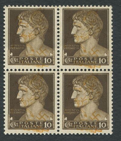 1943 - Luogotenenza - Napoli - Saggio Serie “imperiale” 10c. Soprastampa Arancio a Mano Effettuat...