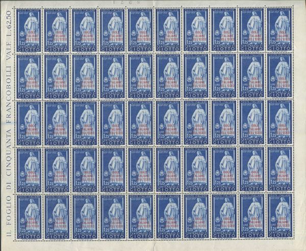 1938 - Egeo - Emissioni Generali - Giotto - I due valori in fogli cpl. di 50 esemplari (Sass. S.20).
