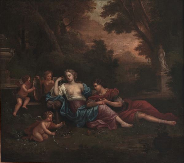 Scuola del XVIII secolo fiamminga Rinaldo e Armida