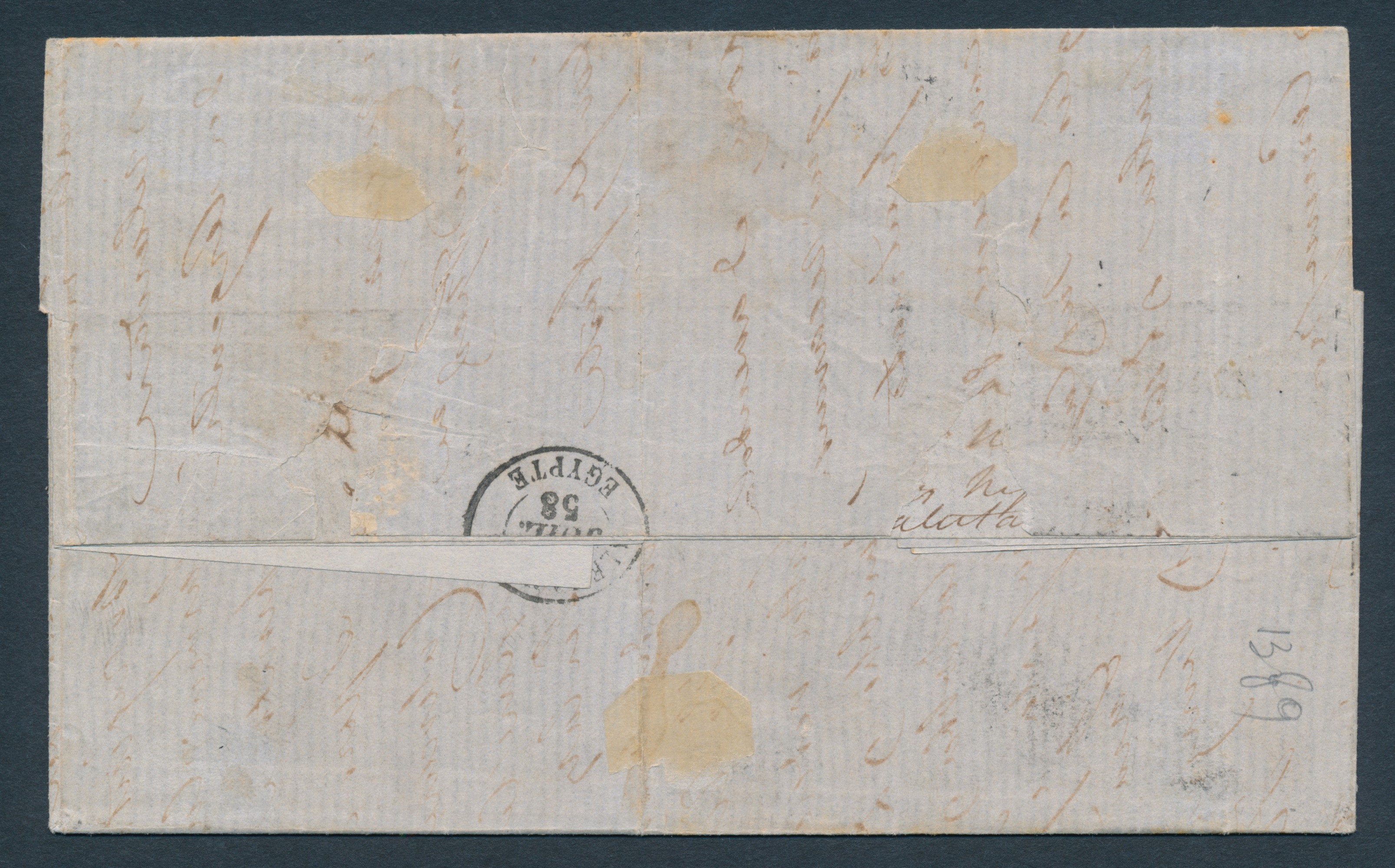 1858 - Granducato di Toscana - Posta Europea di Alessandria 60 Crazie Scarlatto Cupo su Grigio (s...