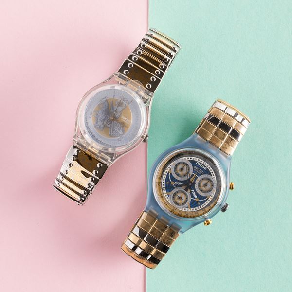 Swatch - Swatch bracciale elastico e Chrono Swatch con bracciale elastico NOS:  Swatch Prinz Eisenherz Swatch Chrono La Reine Prochaine