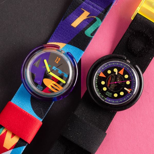 Swatch - Due Pop Swatch NOS:  Swatch Pop Letterhead Swatch Pop Uphill