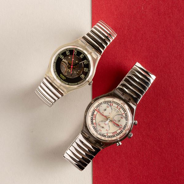 Swatch - Swatch bracciale elastico e Swatch Chrono bracciale elastico NOS:  Swatch Red Line Swatch Chrono Pleasure Dome