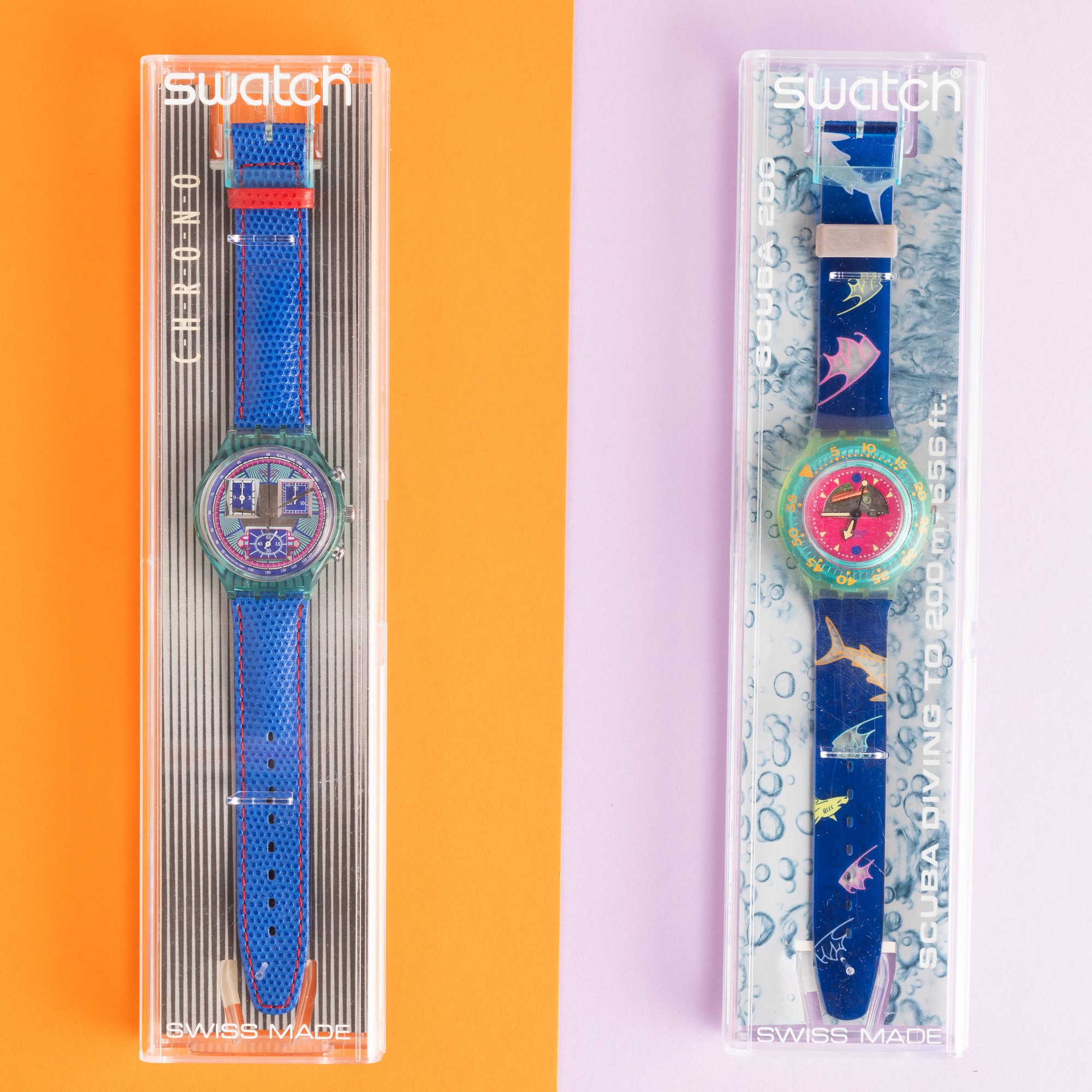 Swatch Chrono e Swatch Scuba Nos:swatch Chrono Echodecoswatch Scuba Happy Fish