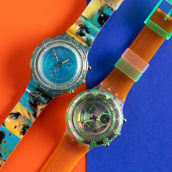 Swatch - Due Swatch Aqua Chrono NOS:  Swatch Aqua Chrono Mark Spitz Swatch Aqua Chrono Sirena