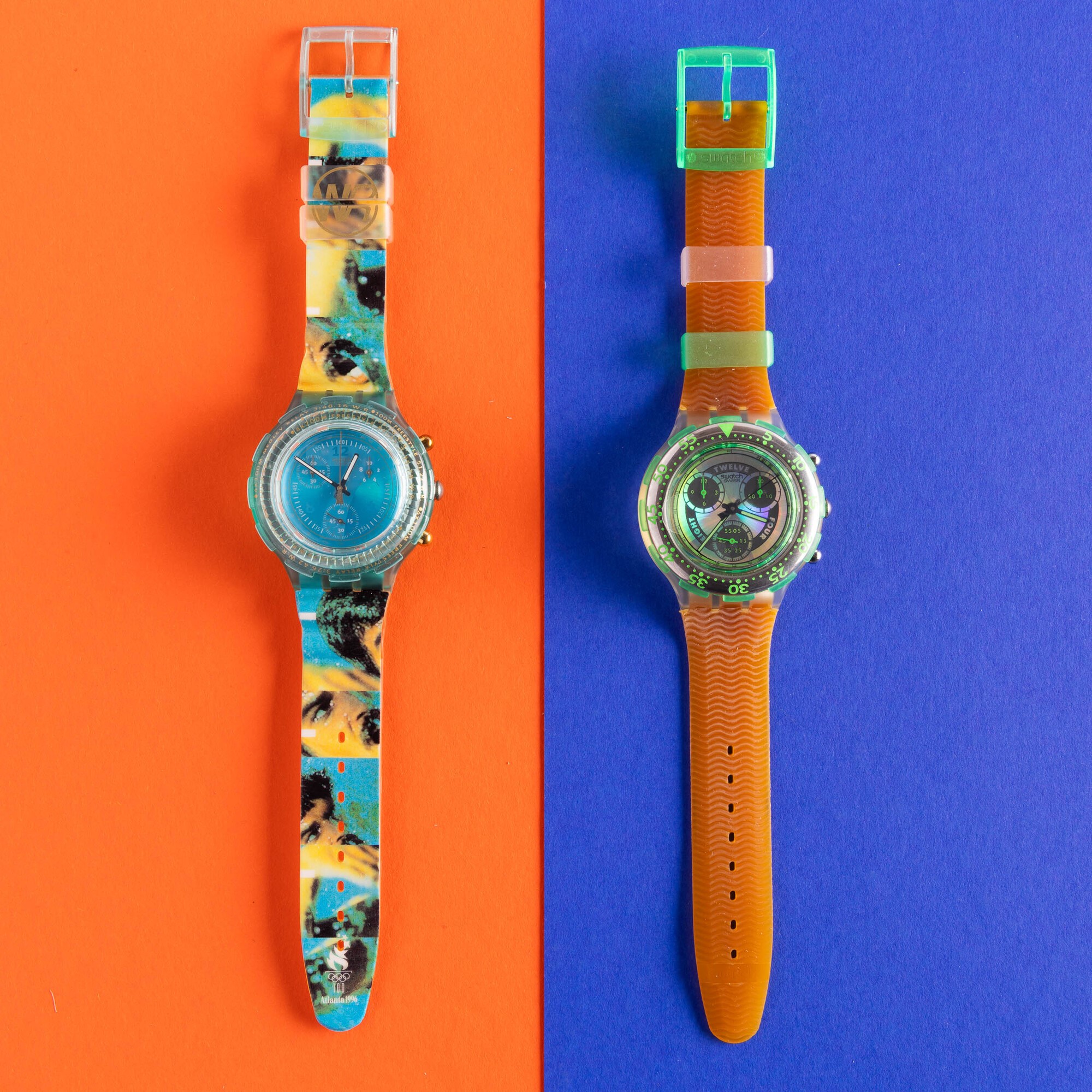 Due Swatch Aqua Chrono Nos:swatch Aqua Chrono Mark Spitzswatch Aqua Chrono Sirena