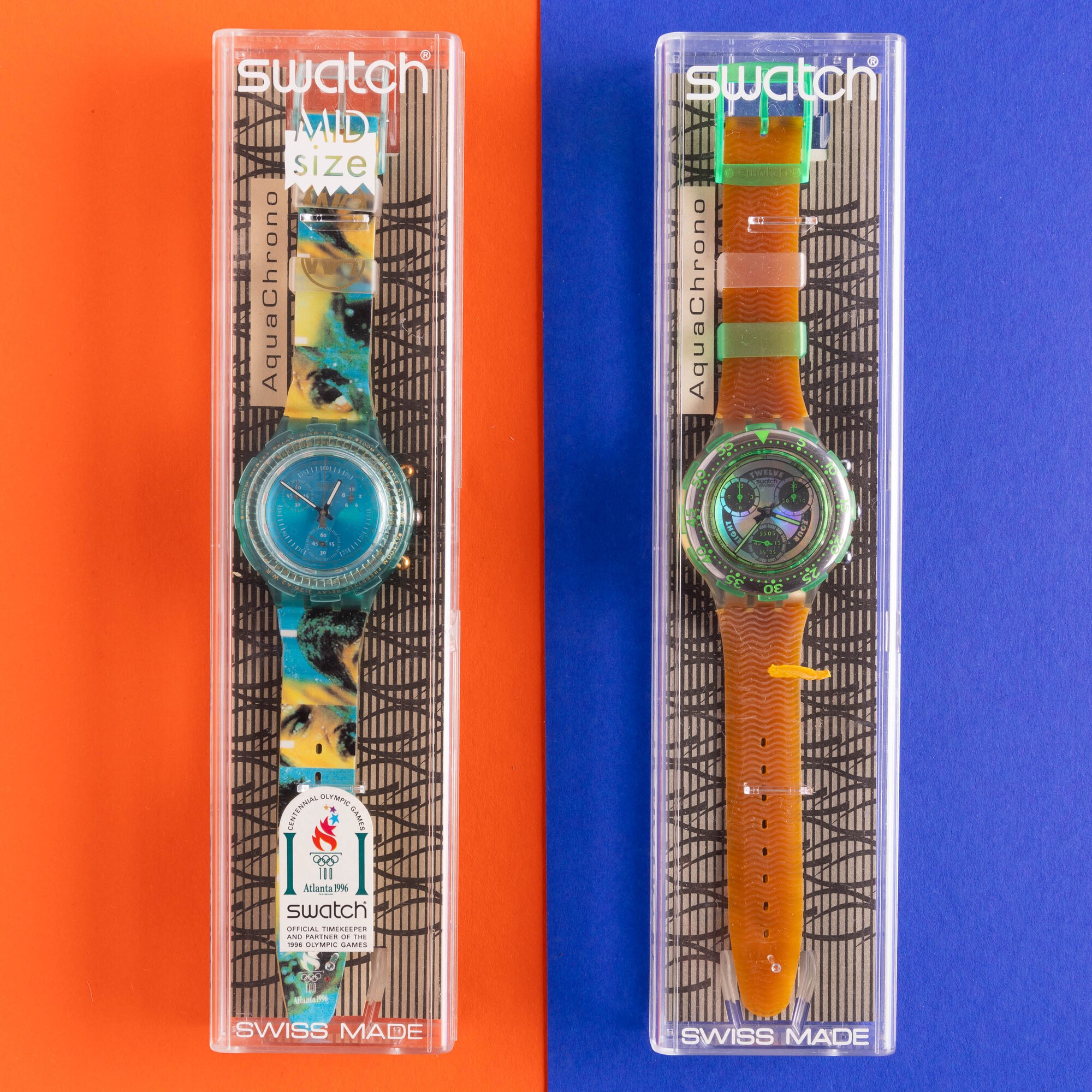 Due Swatch Aqua Chrono Nos:swatch Aqua Chrono Mark Spitzswatch Aqua Chrono Sirena