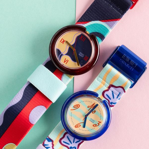 Swatch - Due Pop Swatch NOS:  Swatch Pop Art Deco Swatch Pop Coquillage