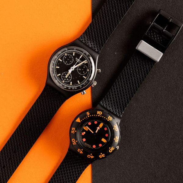 Swatch - Swatch Chrono e Swatch Scuba NOS:  Swatch Chrono Black Friday Swatch Scuba Barrier Reef