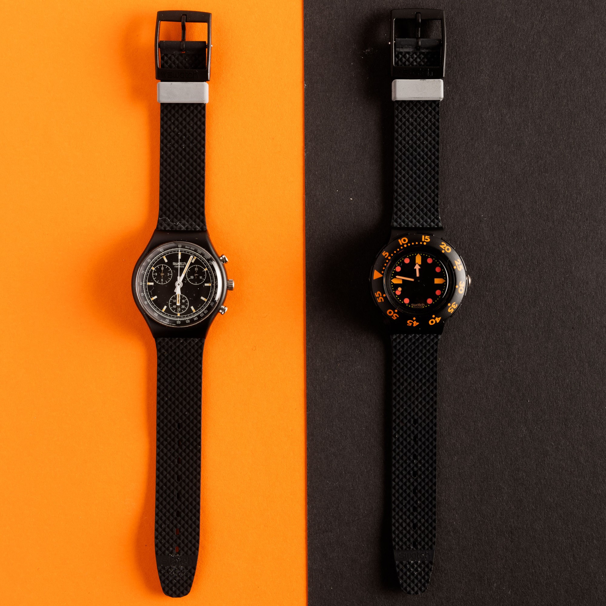 Swatch Chrono e Swatch Scuba Nos:swatch Chrono Black Fridayswatch Scuba Barrier Reef