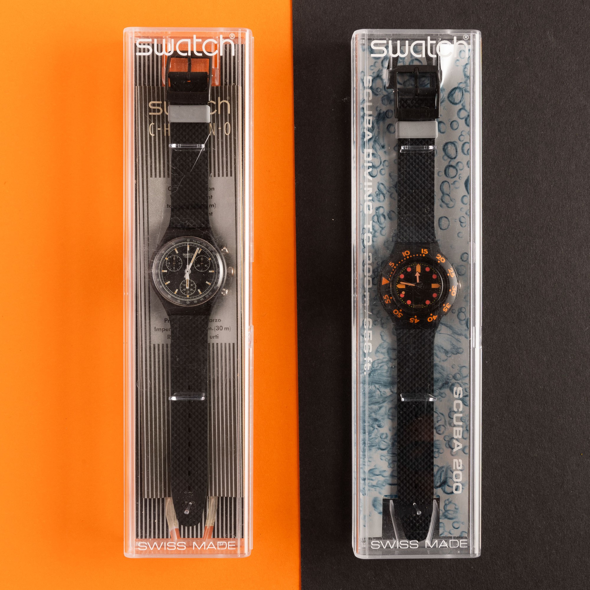 Swatch Chrono e Swatch Scuba Nos:swatch Chrono Black Fridayswatch Scuba Barrier Reef