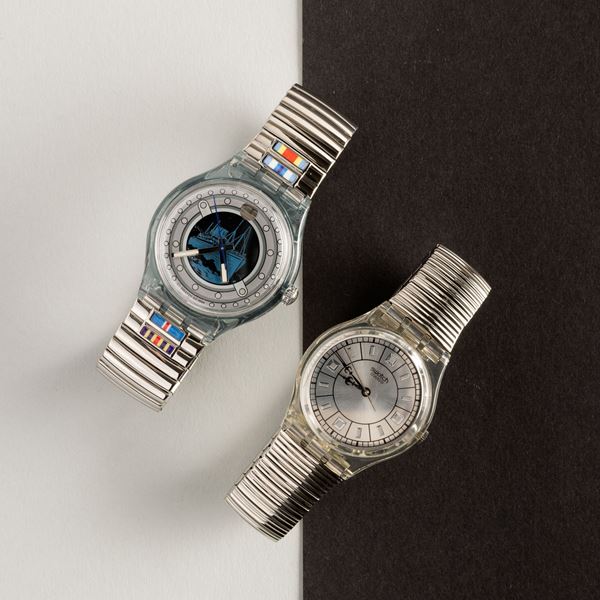 Swatch - Due Swatch bracciale elastico NOS:  Swatch May Day Swatch Godefroi