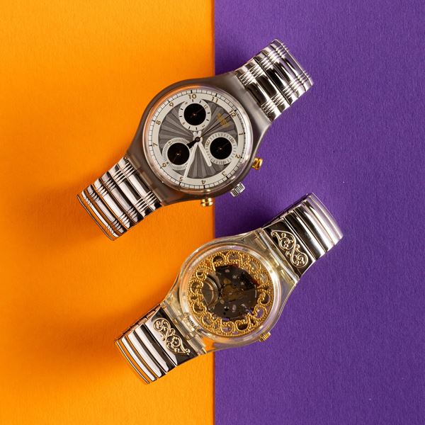 Swatch - Due Swatch bracciale elastico NOS:  Swatch Chrono Swatch Asetra