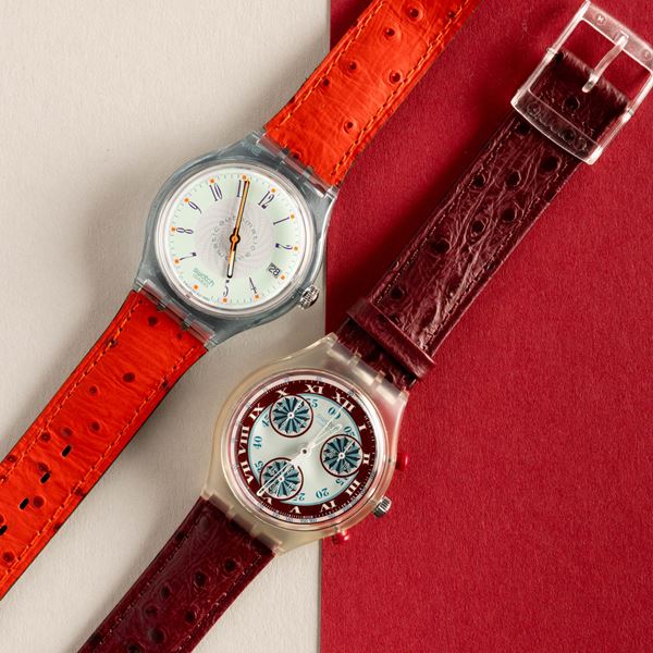 Swatch - Swatch Chrono e Swatch Automatico NOS:  Swatch Automatico Brick- Ett Swatch Chrono Wind Mill