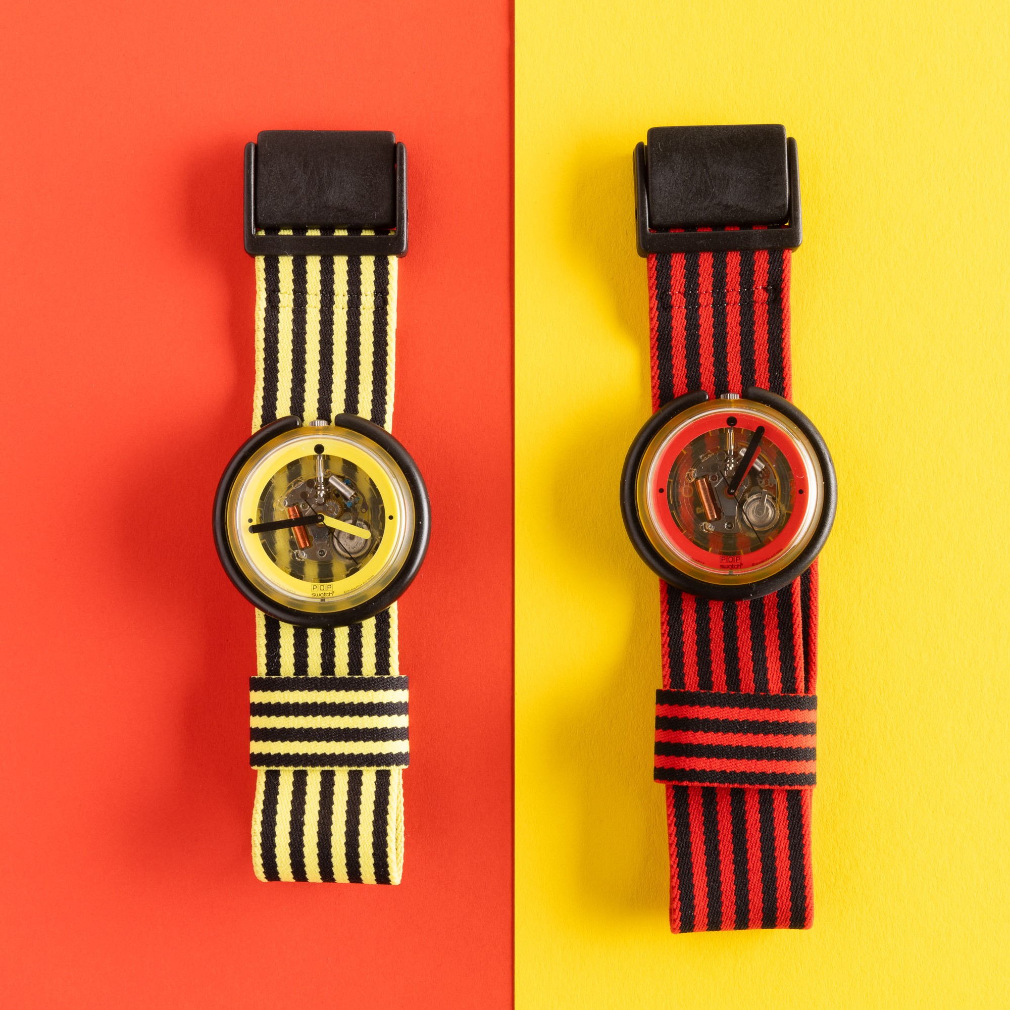 Due Pop Swatch Nos:swatch Pop Yellow Zebraswatch Pop Red Zebra