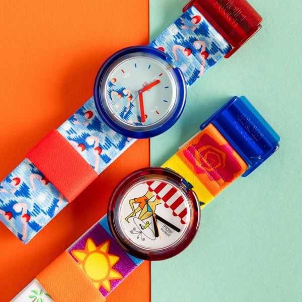 Swatch - Due Pop Swatch NOS:  Swatch Pop Swimmer Swatch Pop Beach Cafe