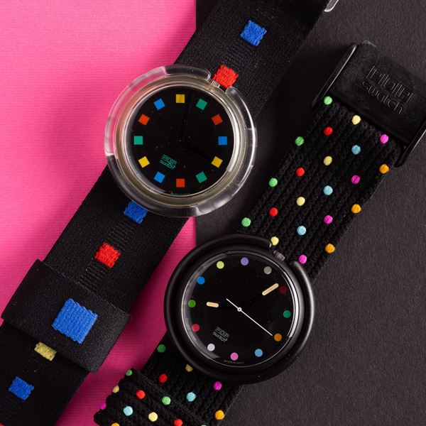 Swatch - Due Pop Swatch NOS:  Swatch Pop Square Parade Swatch Pop Rush Hour