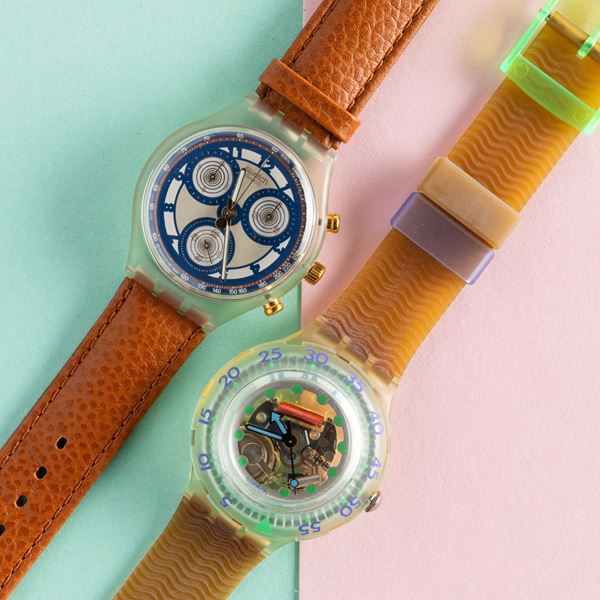 Swatch - Swatch Chrono e Swatch Scuba NOS:  Swatch Chrono Honey Tree Swatch Scuba Blue Ice