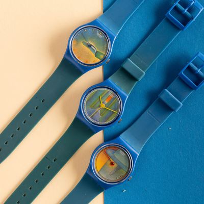 Tre Orologi Swatch Creati da Jean-michel Folon: le Temps (gz108), Voir (gz109) e Perspective (gz1...
