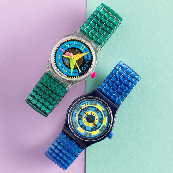 Swatch - Due Swatch bracciale elastico NOS:  Swatch Vitesse Swatch MusiCall Variations