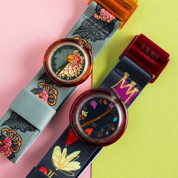 Swatch - Due Pop Swatch NOS:  Swatch Pop Golden Cage Swatch Pop Alice in Wonderland