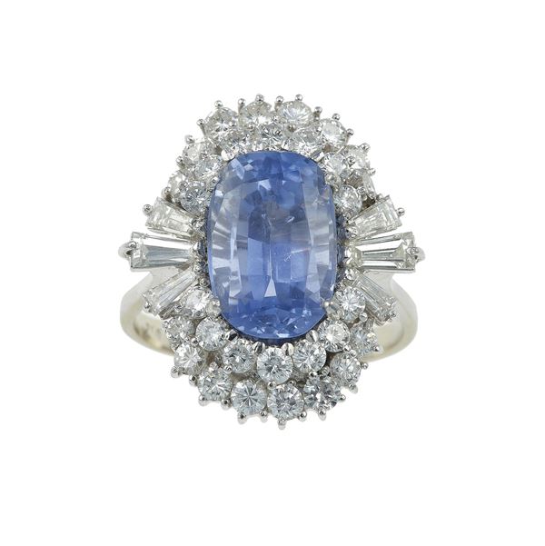 Sri Lanka sapphire and diamond ring
