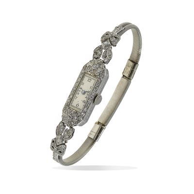 Montatura in platino e oro, Orologio da polso per signora con diamante mancante
