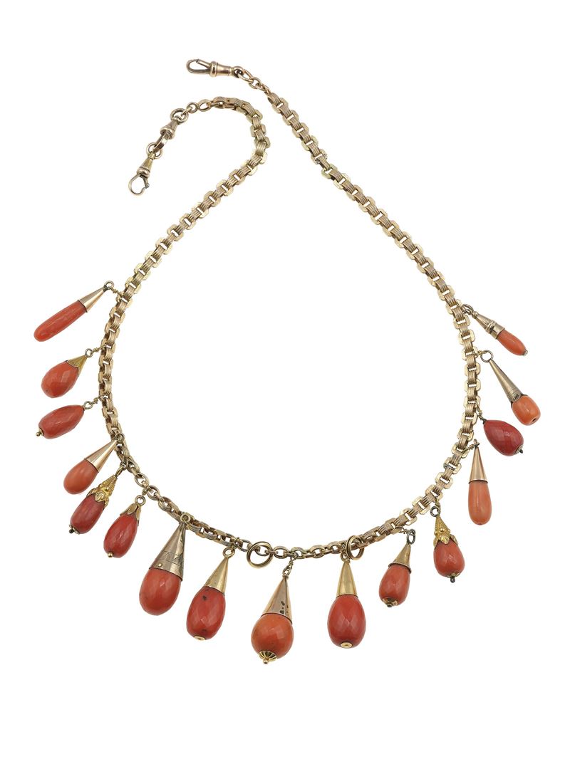 Coral and low-karat gold necklace  - Auction Fine Jewellery - Cambi Casa d'Aste