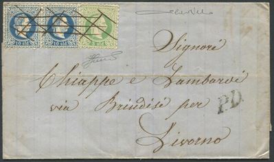 1871 - Levante Austriaco - Vi Emissione Effigie di Francesco Giuseppe Volta a Destra, 3s. Verde G...