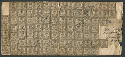 1901 - Spagna - Lettera da Siviglia a Southampton del 2 Gennaio Affrancata con Ben 93 Esemplari d...