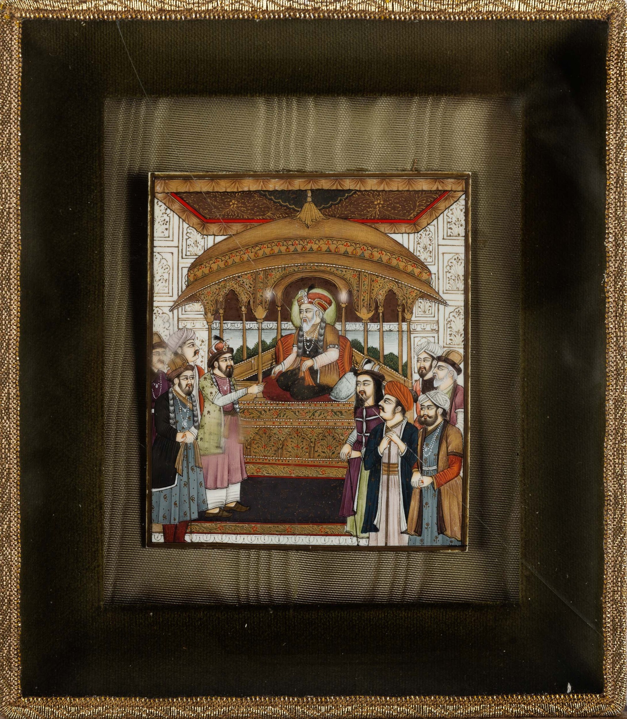 Miniatura Ghulam Murtaza Khan Raffigurante Scena di Corte, India, XIX Secolo