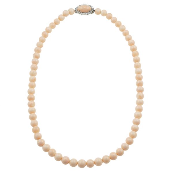 Pink coral and gold necklace