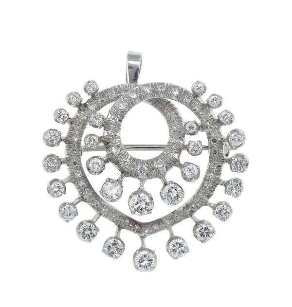 Diamond and platinum pendent/brooch