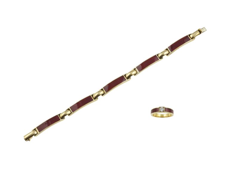 Enamel, diamond and gold demi-parure  - Auction Fine Jewels - Cambi Casa d'Aste